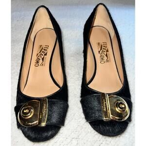 Salvatore Ferragamo Pony-Style Calfskin Heels - size 40/8 - H18